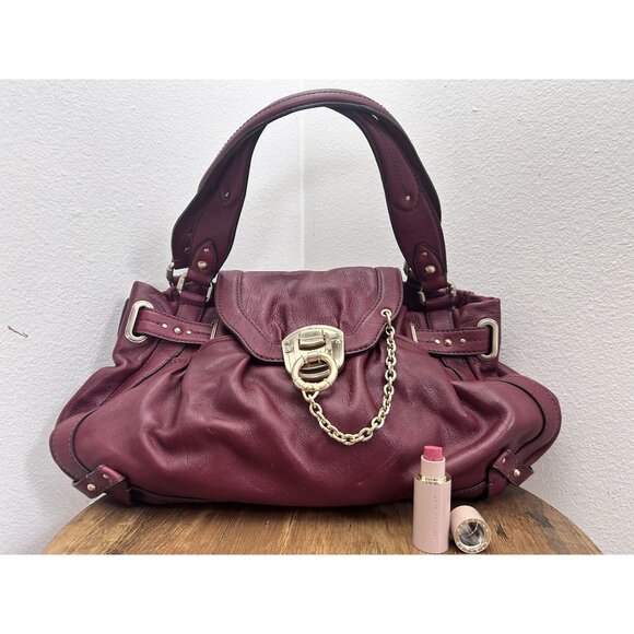Laundry by Shelli Segal - Vintage Siena Flap Satchel - Cranberry - Picture 1 of 9